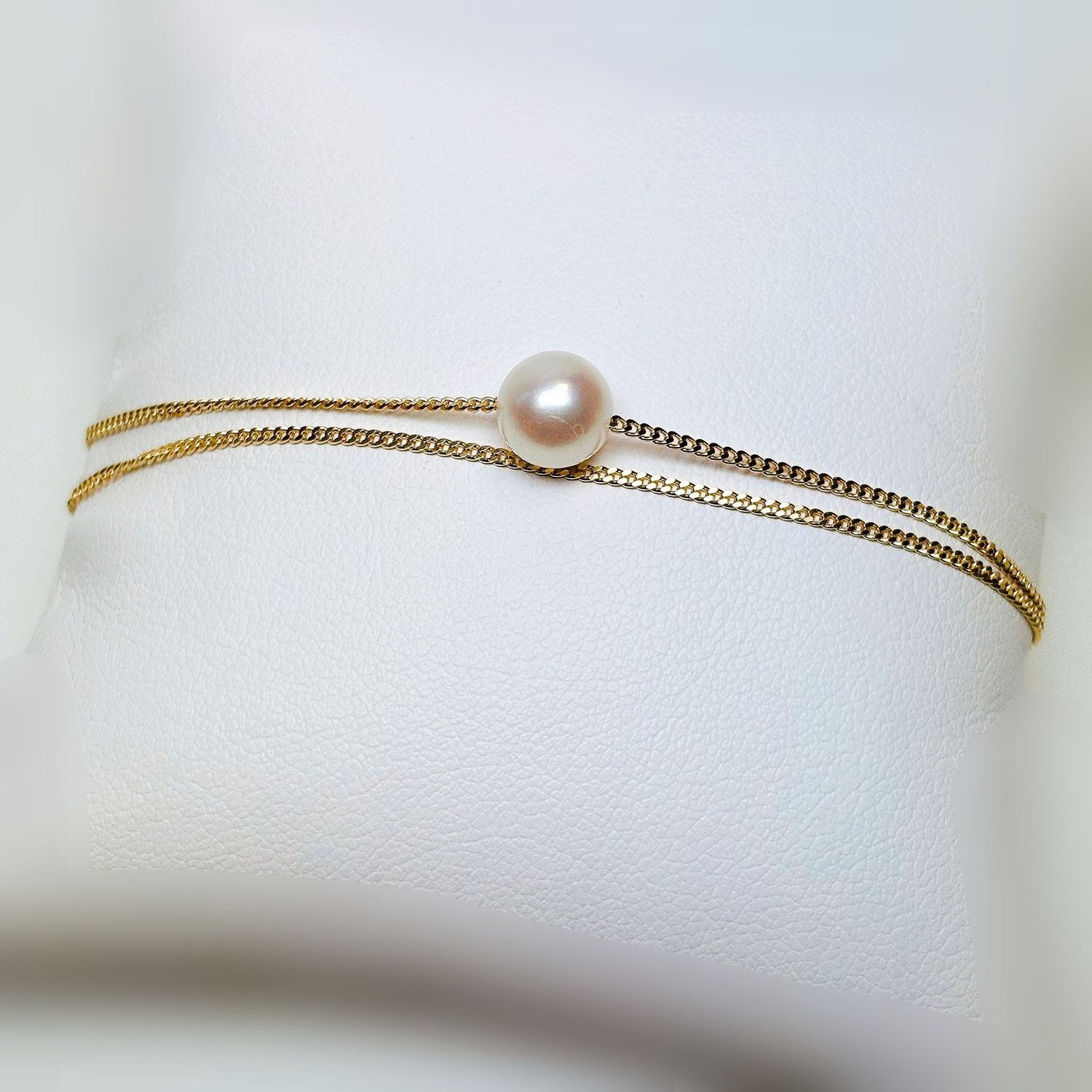 Bracelet or jaune perle de culture double rang