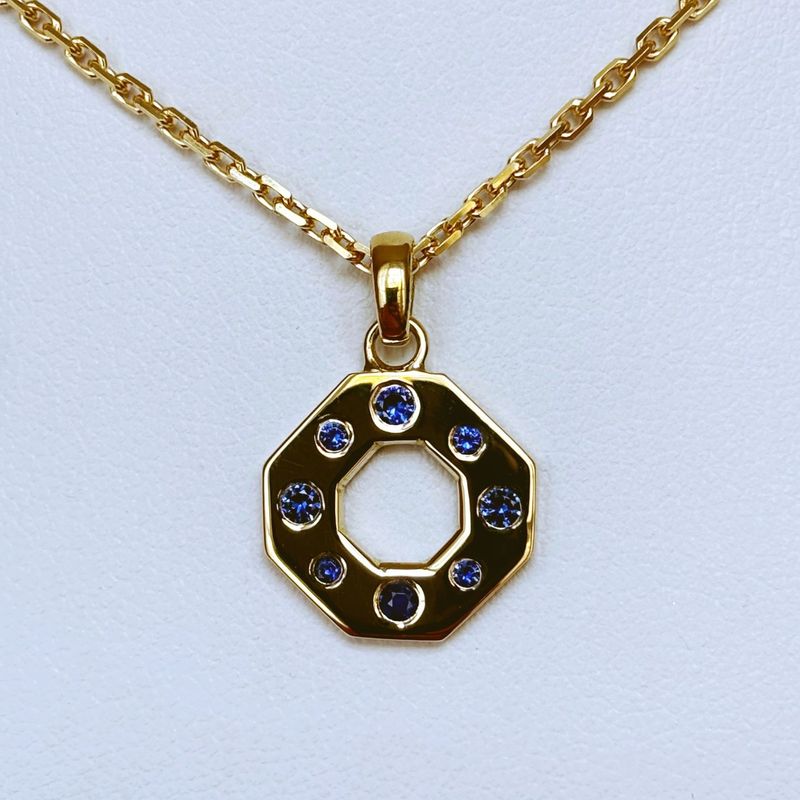 Pendentif octogone saphirs