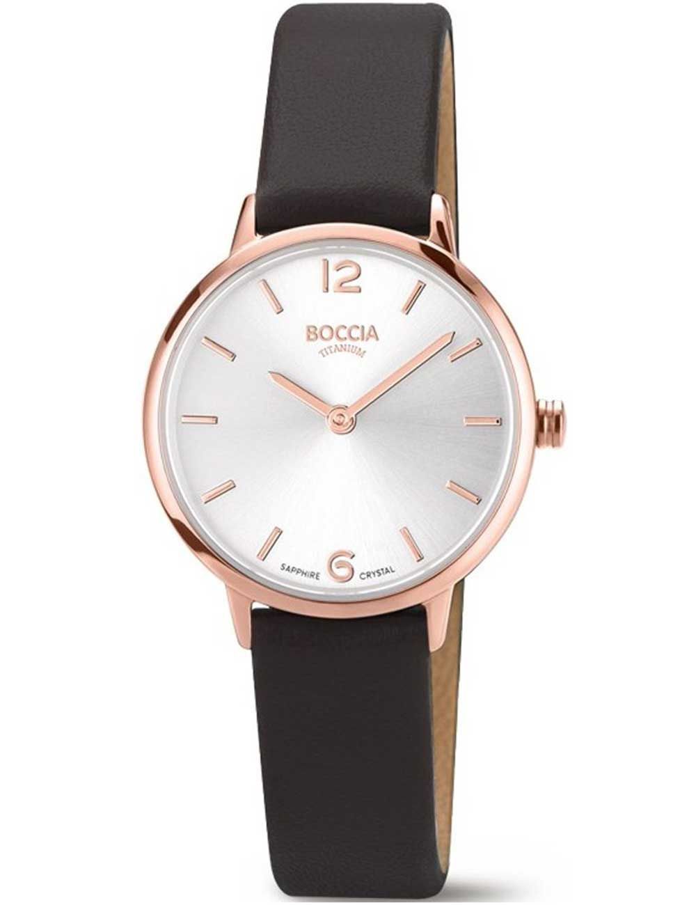 Boccia - Montre titane rose et cuir