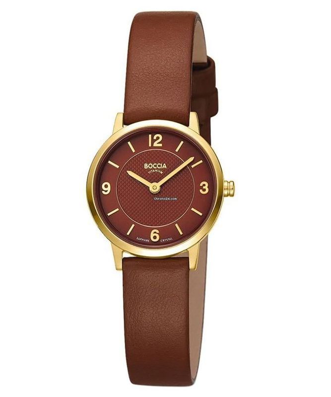 Boccia - Montre titane doré et cuir