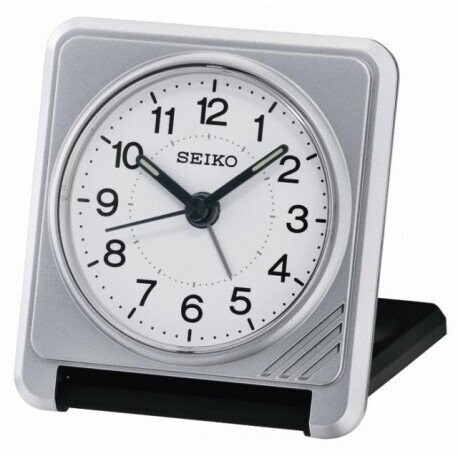 Seiko - Réveil de voyage carré gris métallisé Seiko - Réveil de voyage carré gris métallisé