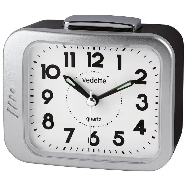 Vedette - Réveil rectangle gris et noir
