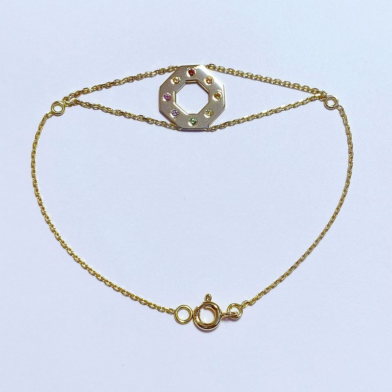 Bracelet or jaune et pierres de couleurs