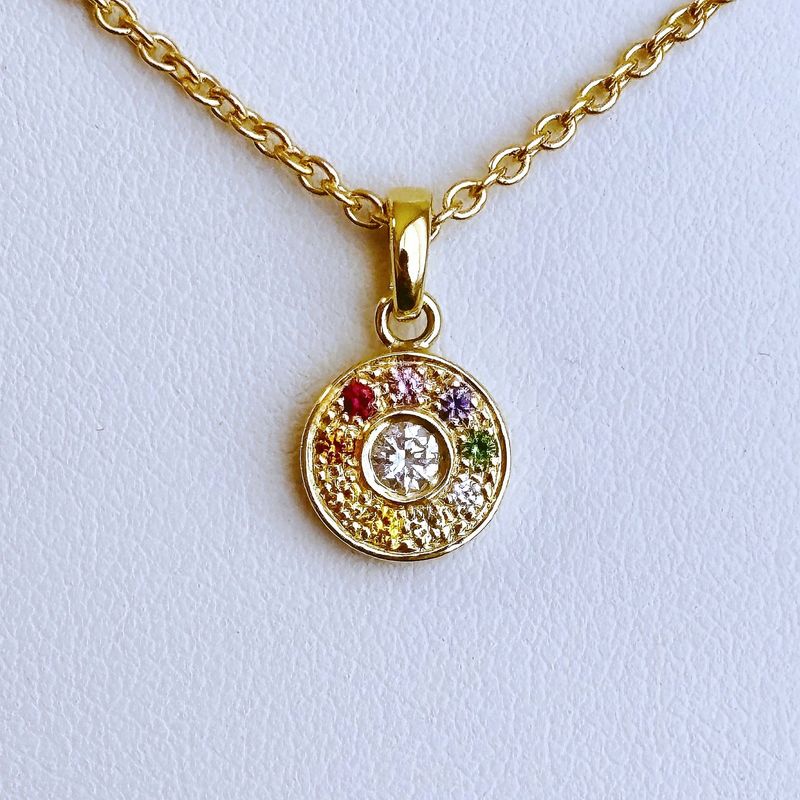 Pendentif diamants et pierres de couleur