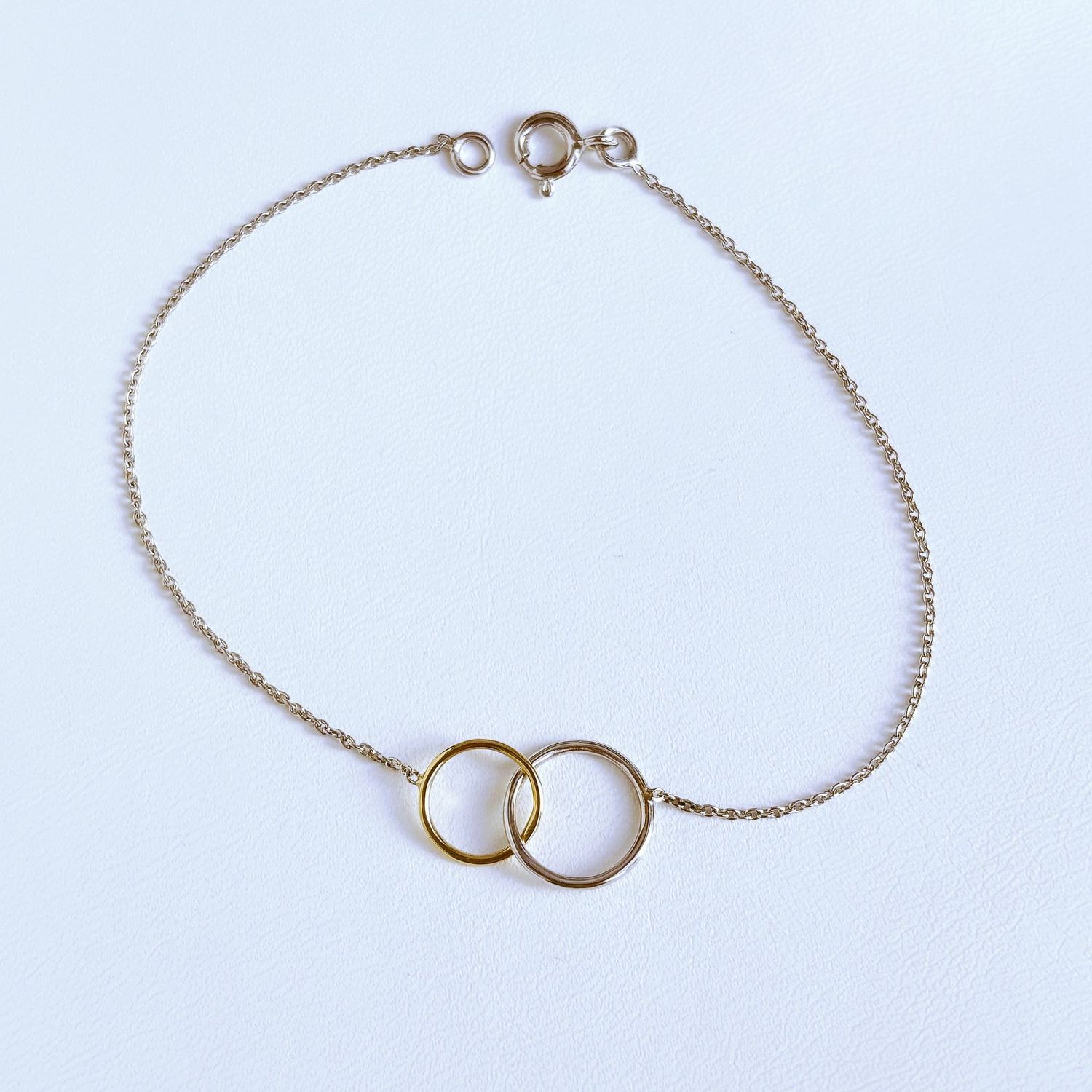 Bracelet or bicolore deux anneaux
