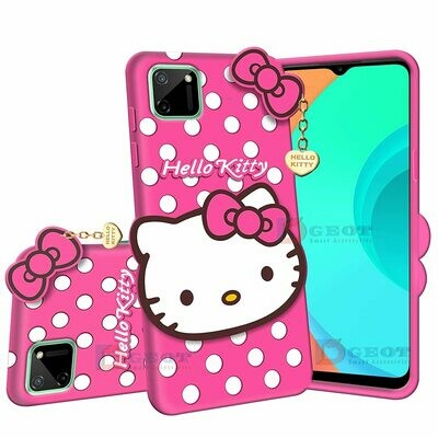 Hello Kitty Back Case Cover Compatible with Realme C11 - | 3D Cute Hello Kitty | Soft Silicone Rubber | Girls Favourite | with Pendant Compatible for Realme C11 -Pink Hello Kitty Back Case Cover Compatible with Realme C11 - | 3D Cute Hello Kitty | Soft Silicone Rubber | Girls Favourite | with Pendant Compatible for Realme C11 -Pink