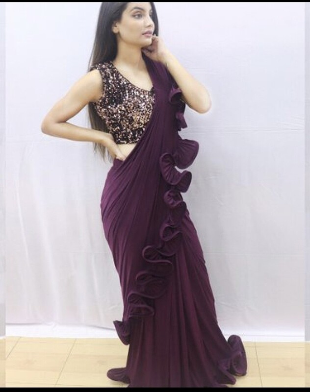 Designer frill one-minute sarees