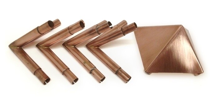 Buddha Maitreya the Christ Polished Copper 51 Degree Meditation Pyramid System - capstone &amp; connector kit (add your own poles)