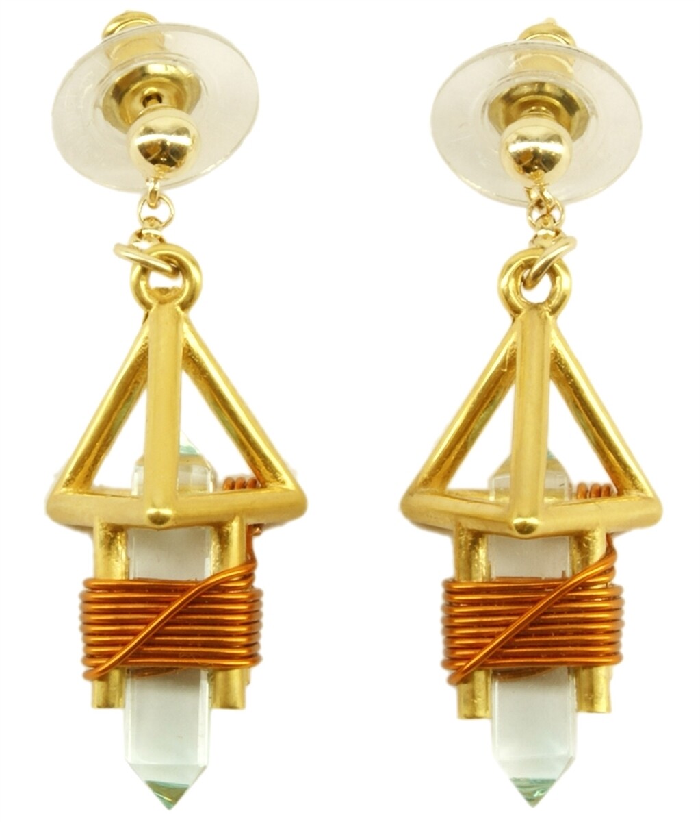 Buddha Maitreya the Christ 7/8&quot; 24k Goldplated Deva Vajra Weaver Earrings - Copper