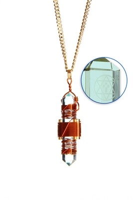 Buddha Maitreya the Christ 1.75" Etheric Weaver to Wear in Copper - Aqua Siberian Quartz