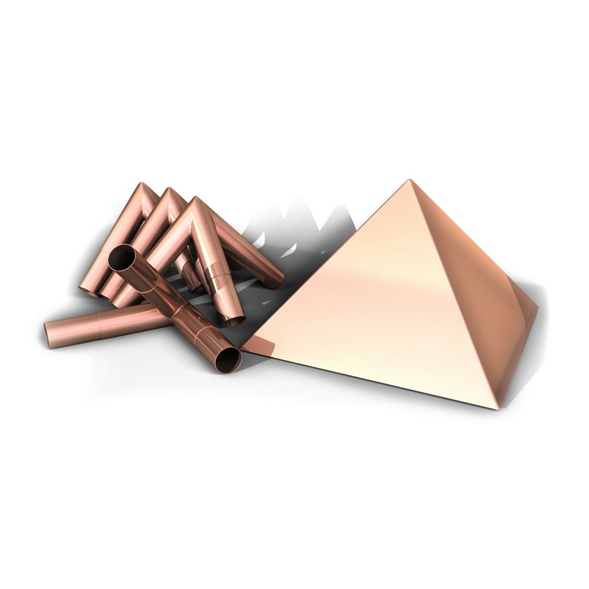 Meditation Pyramid Polished Copper Connector Kit with 10&quot; Capstone - Fits 1 Inch Type M Copper Poles