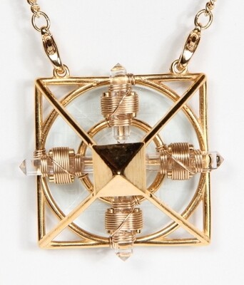 Buddha Maitreya the Christ 24K Gold-plated Ascension Sri Yantra Solar Form with 12k Gold-fill wire - BACKORDERED
