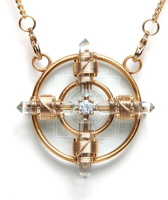 Buddha Maitreya the Christ Sri Yantra Solar Form in 24K Gold Plate- 12K Gold-fill wire