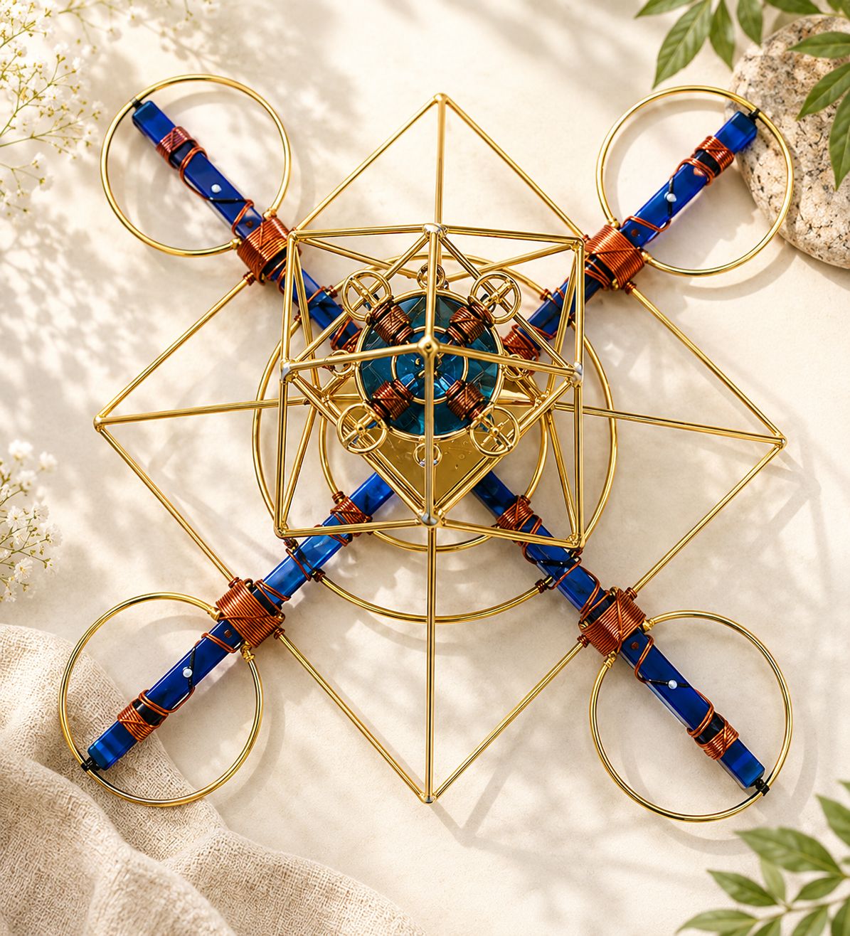 Buddha Maitreya the Christ Solar Cross with Sapphire