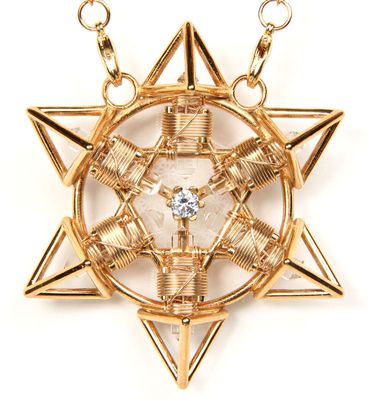 Buddha Maitreya the Christ 18K Gold Shambhala Star Tetra with Central Diamond Buddha Maitreya the Christ 18K Gold Shambhala Star Tetra with Central Diamond