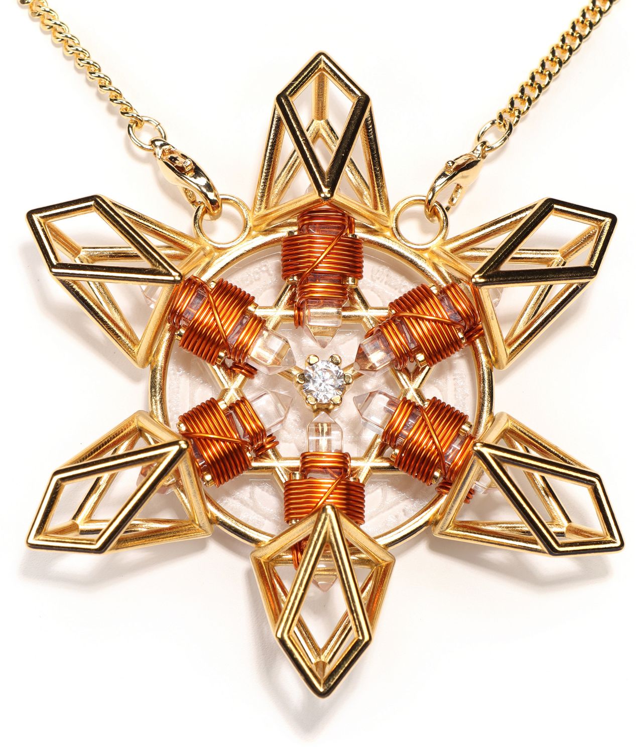 Buddha Maitreya the Christ 24k Gold-plated Sacred Heart Shambhala Star with Copper wire