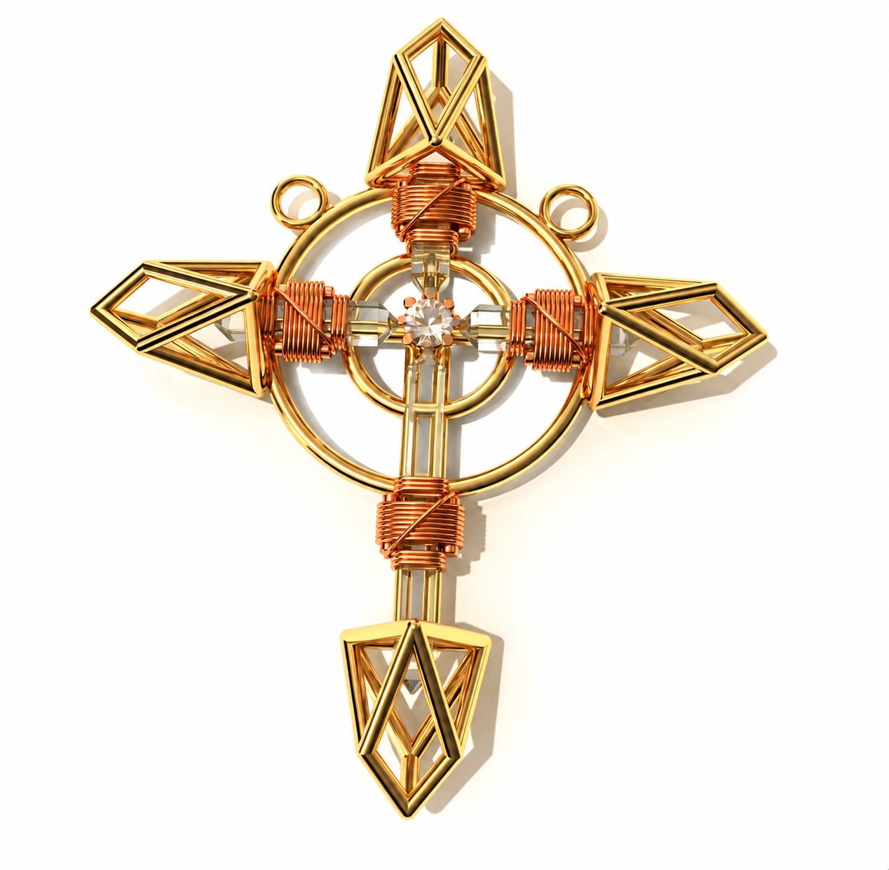 Buddha Maitreya the Christ 24k Gold-plated Sacred Heart Christ Cross with Copper wire Buddha Maitreya the Christ 24k Gold-plated Sacred Heart Christ Cross with Copper wire