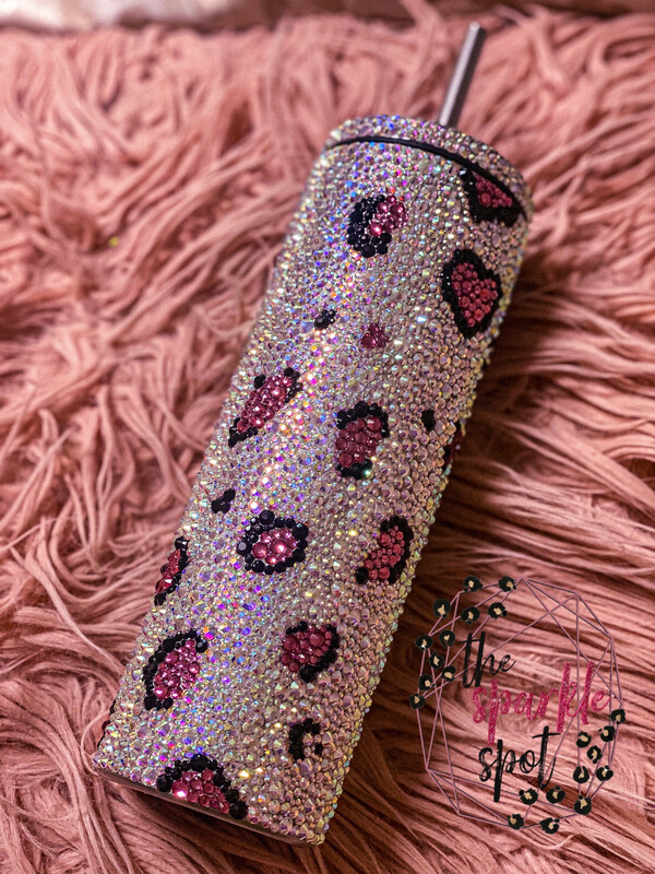 Rhinestone Leopard Swirl Tumbler