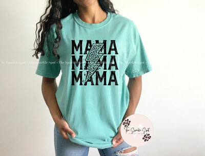 Mama Leopard Lightning Bolt Graphic Screen Print Tee