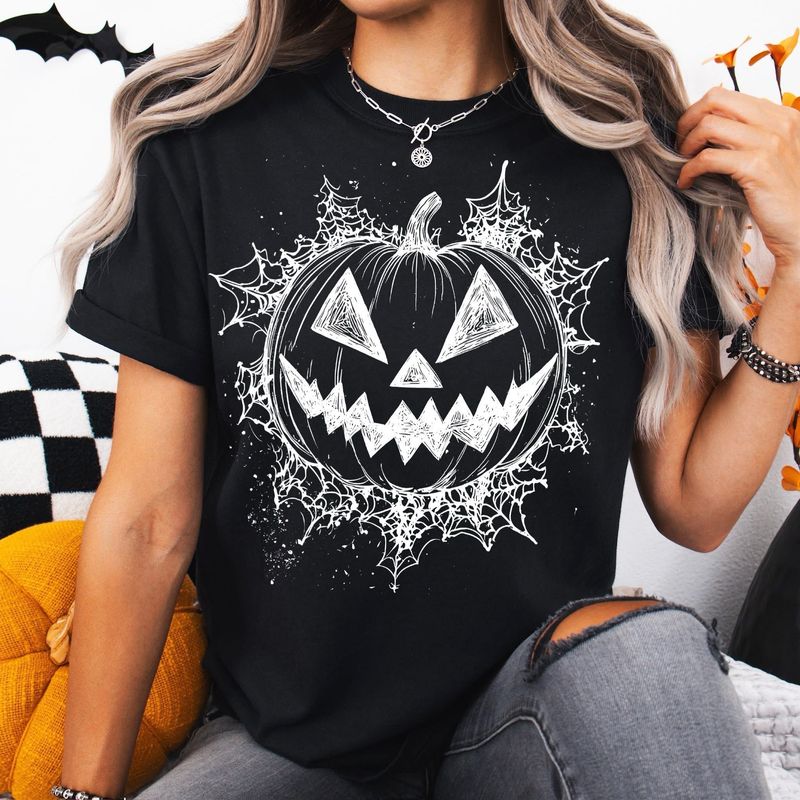 Creepy Webs Jack O Lantern Graphic Tee