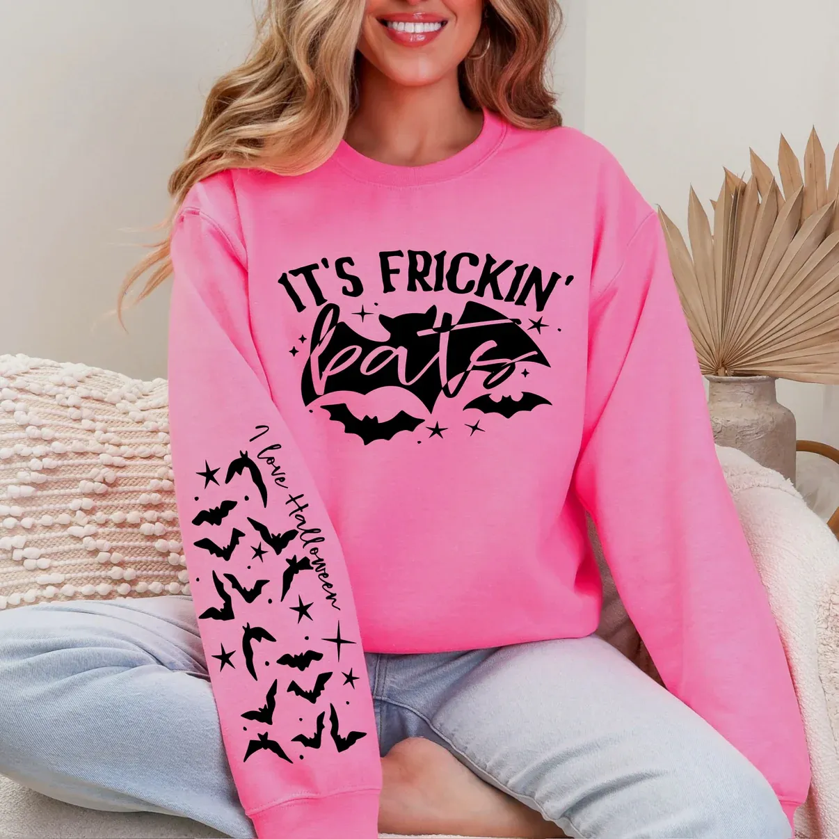It’s Freaking Bats Crewmen Sweatshirt With Sleeve Detail
