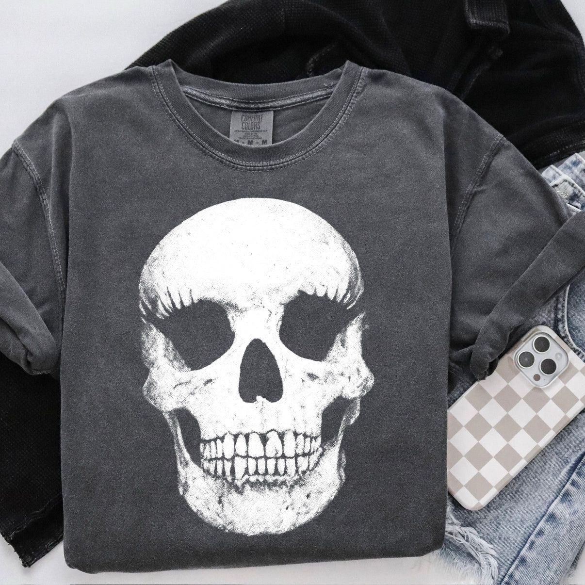 Girly Skull With Lashes Graphic Tee