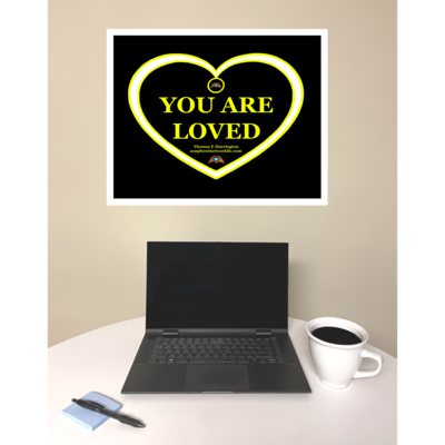 "You Are Loved" Neon Yellow & White Heart - Luster Print 11x14