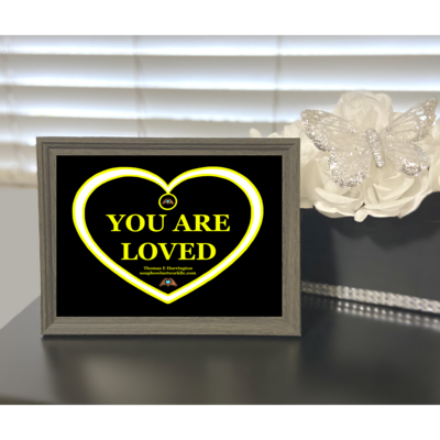 "You Are Loved" Neon Yellow & White Heart - Luster Print 5x7