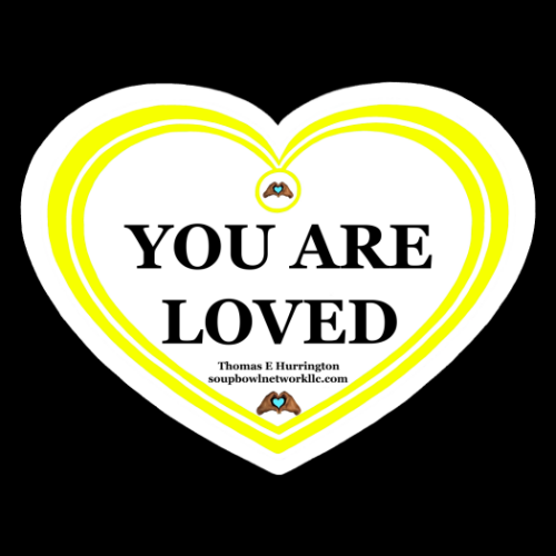 “You Are Loved” Yellow / white Heart-shaped Vinyl Sticker
