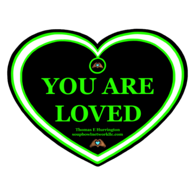 "You Are Loved" Neon Green & White Heart-shaped Vinyl Sticker