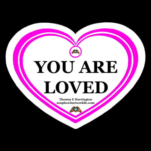 “You Are Loved” Purple / white Heart-shaped Vinyl Sticker