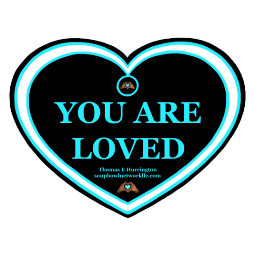 "You Are Loved" Neon Blue & White Heart-shaped Vinyl Sticker
