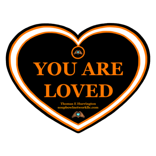 "You Are Loved" Neon Orange & White Heart-shaped Vinyl Sticker
