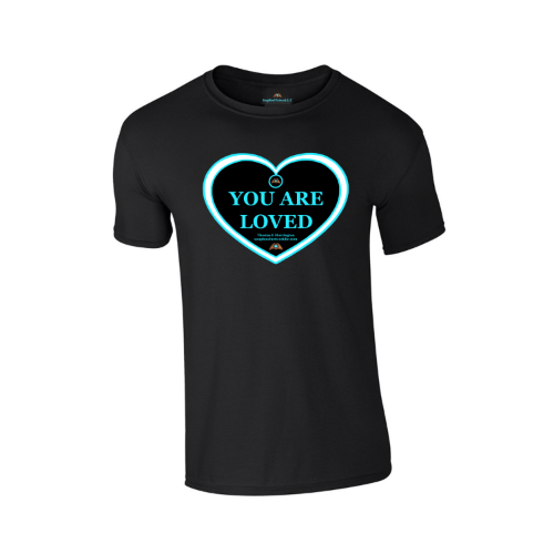 "You Are Loved" Soft-Style Blue Heart T-Shirt