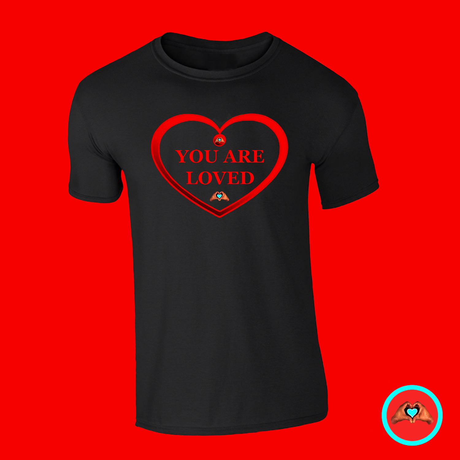 Red &quot;You Are Loved&quot; Heart-Shaped T-Shirt