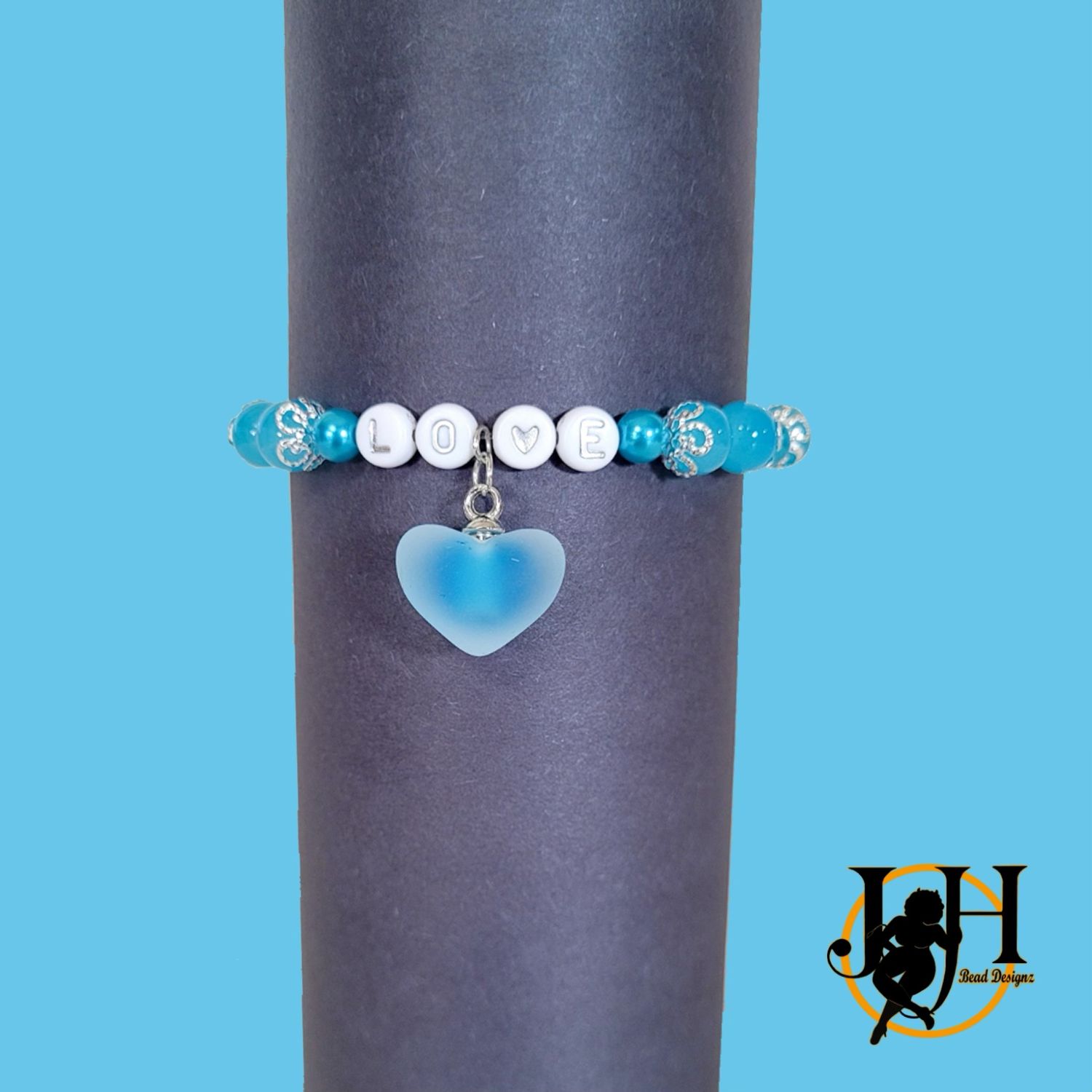 Light Blue &amp; Silver Heart Bracelet