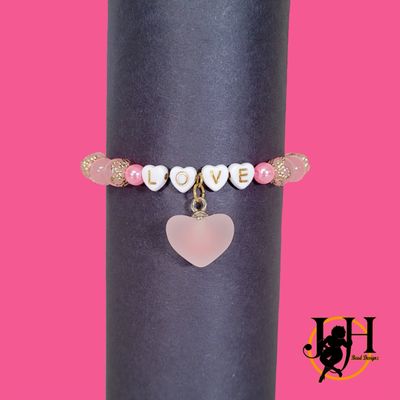 Pink  &amp; Gold Heart Bracelet