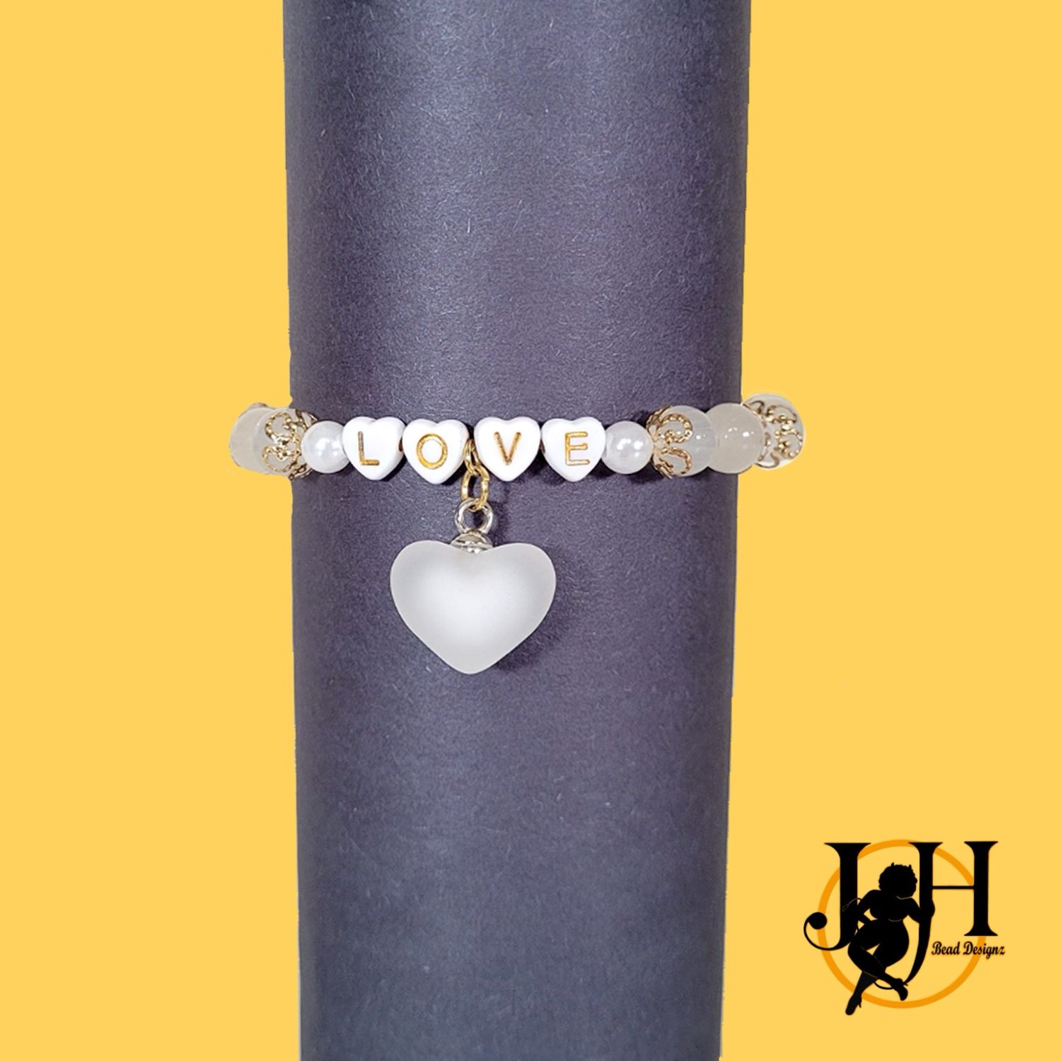 White &amp; Gold Heart Bracelet