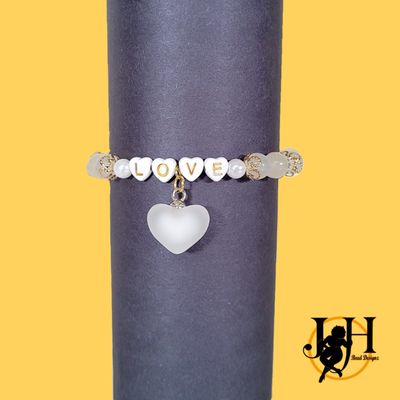 White &amp; Gold Heart Bracelet