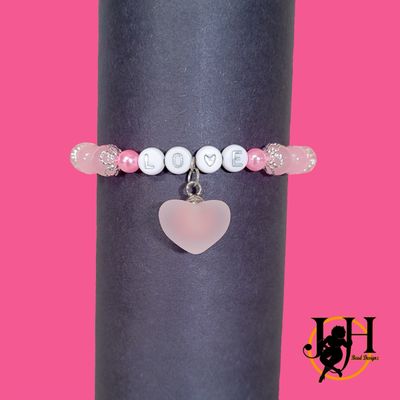 Pink &amp; Silver Heart Bracelet