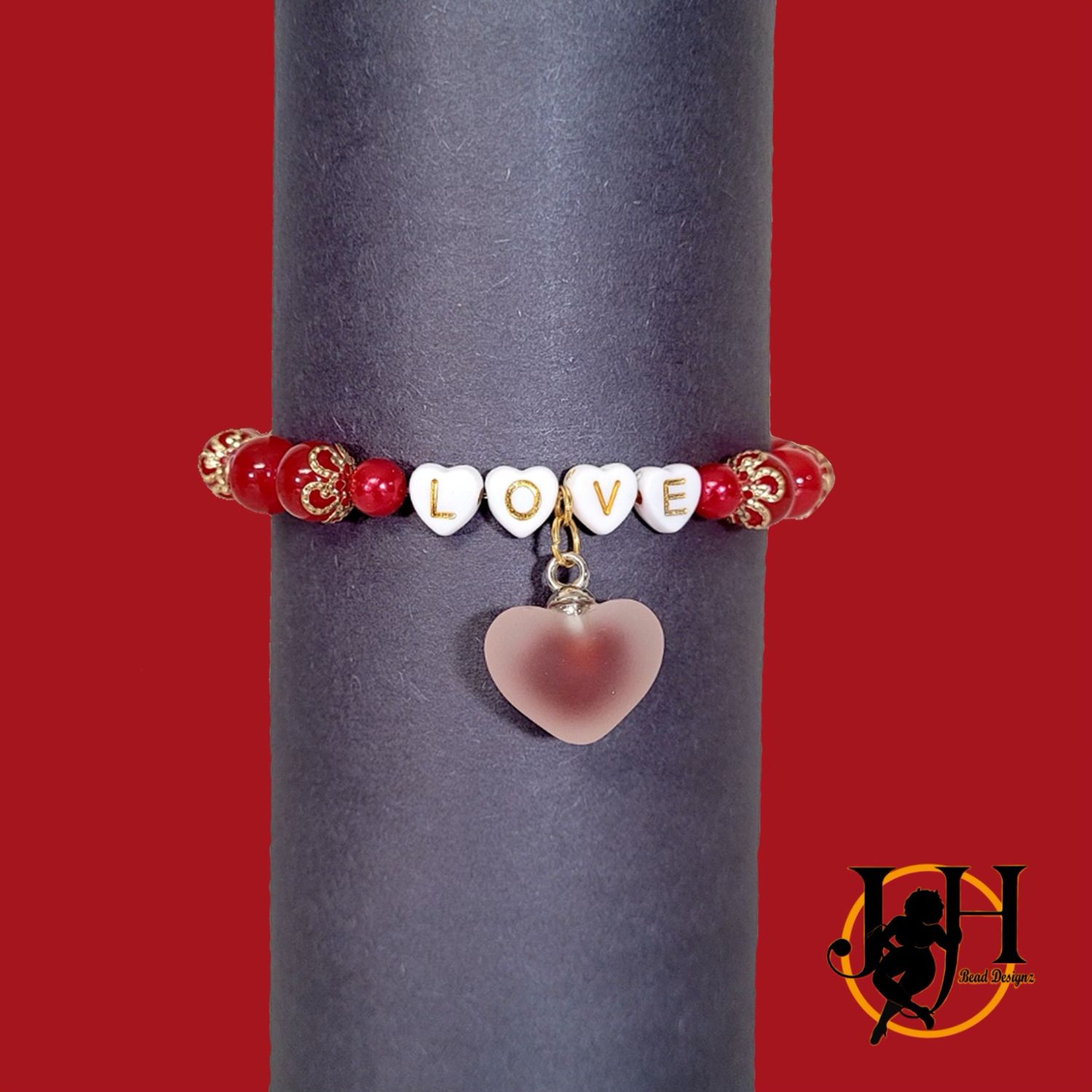 Red &amp; Gold Heart Bracelet