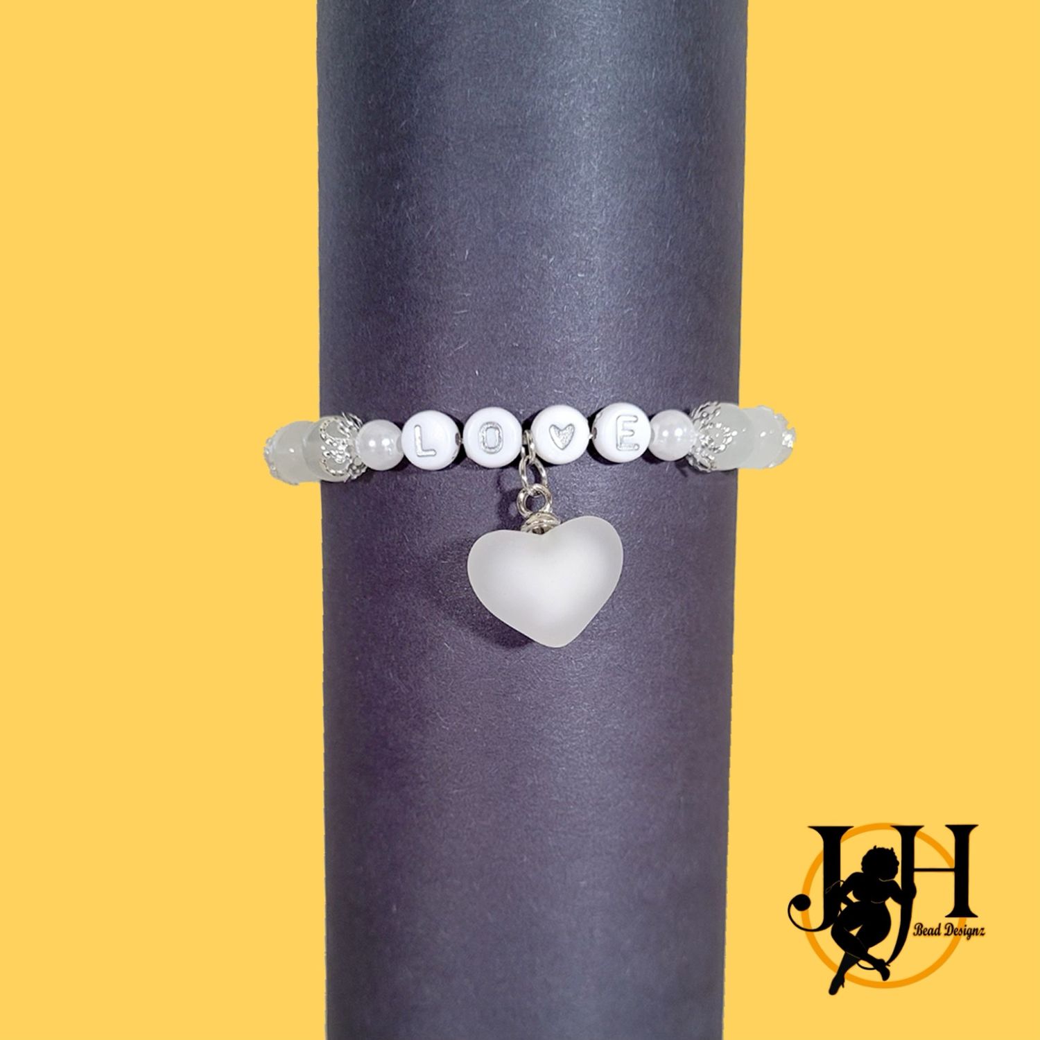 White &amp; Silver Heart Bracelet