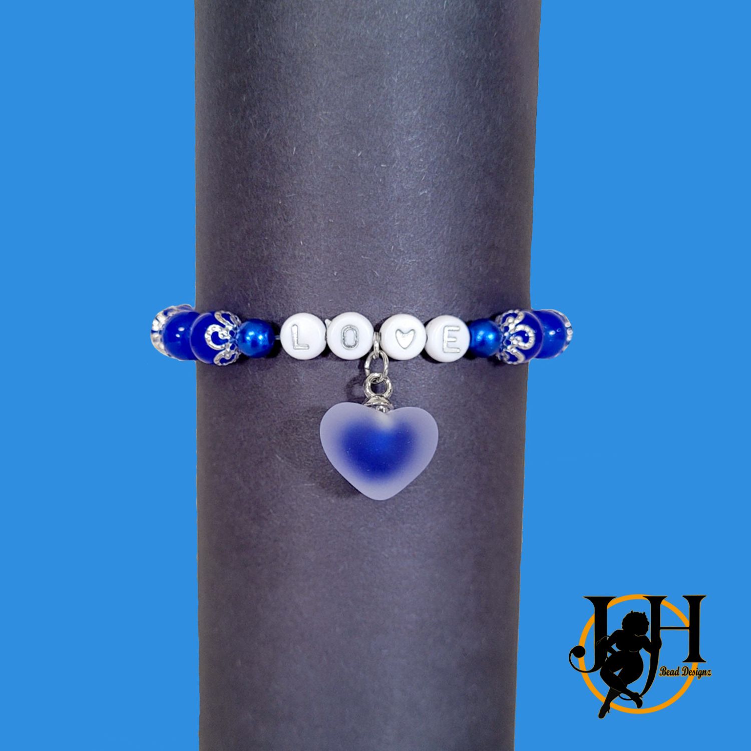 Dark Blue &amp; Silver Heart Bracelet