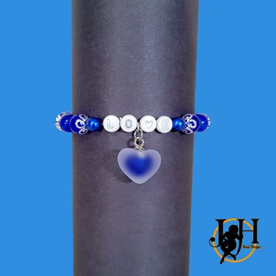 Dark Blue &amp; Silver Heart Bracelet