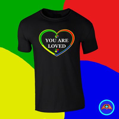Autism Awareness "You Are Loved" Heart-Shaped T-Shirt
