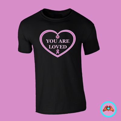 Breast Cancer Awareness "You Are Loved" Heart-Shaped T-Shirt