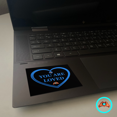 Blue "You Are Loved" Heart Vinyl Sticker