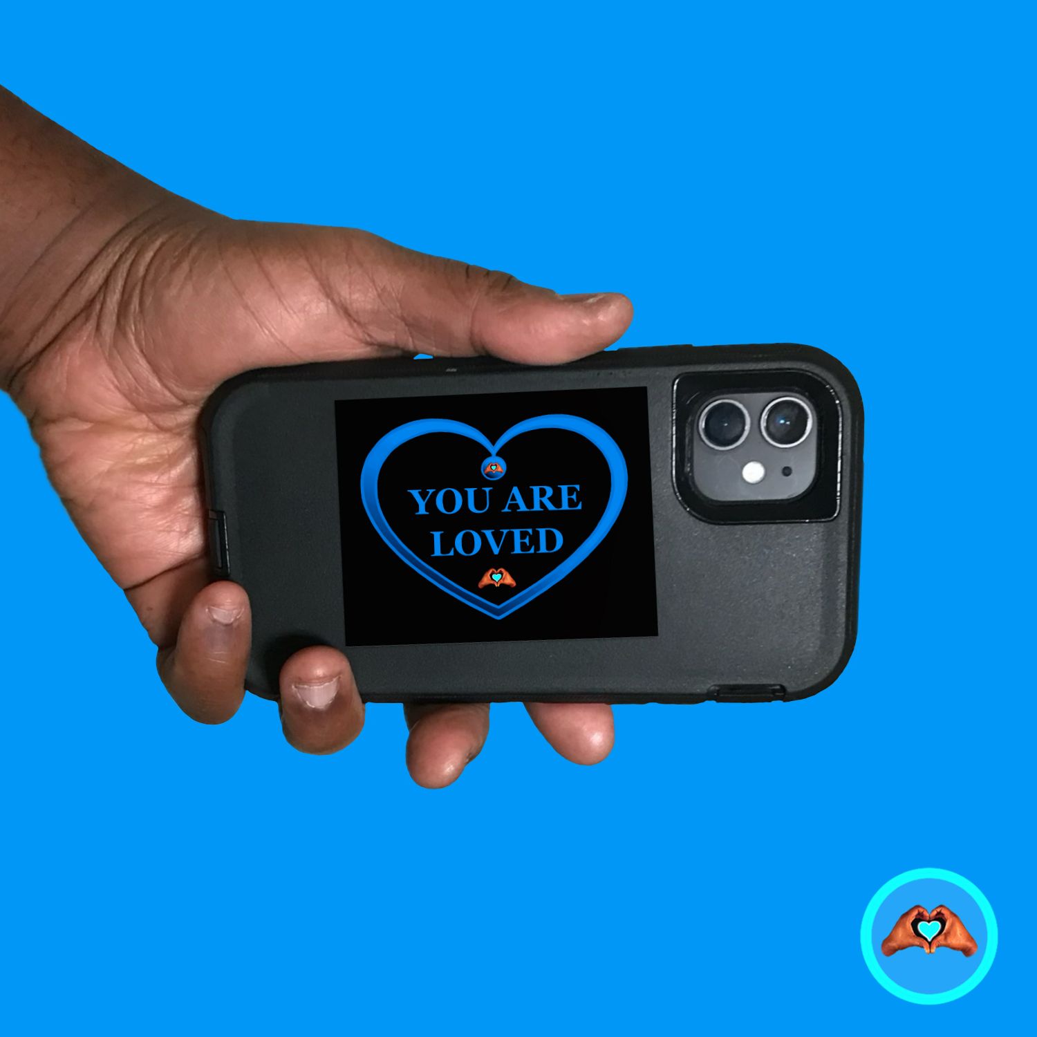 Blue "You Are Loved" Heart Vinyl Sticker