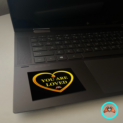 Yellow "You Are Loved" Heart Vinyl Sticker