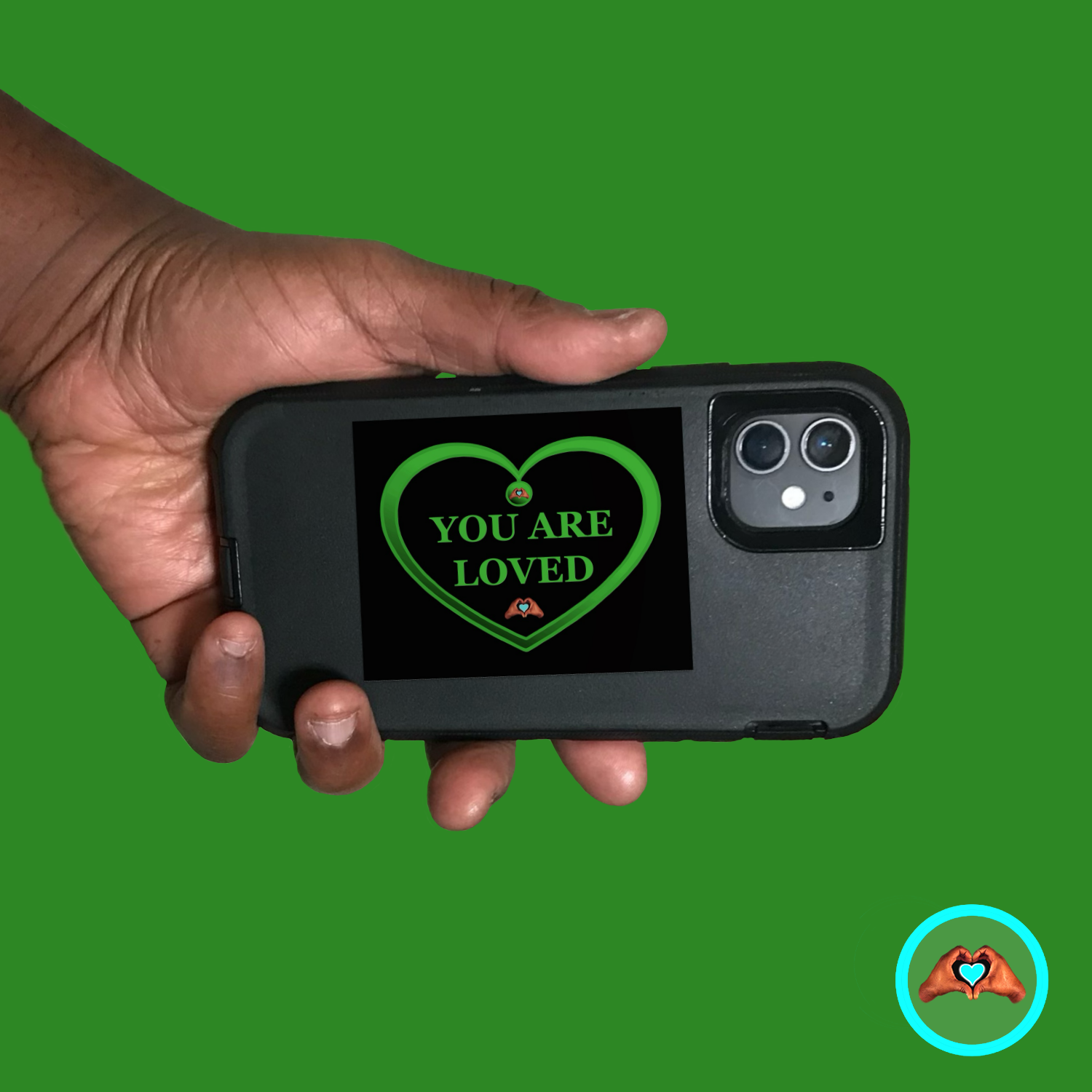 Green "You Are Loved" Heart Sticker